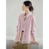 Women's Pink Stripe Cotton Button-Down Shirt