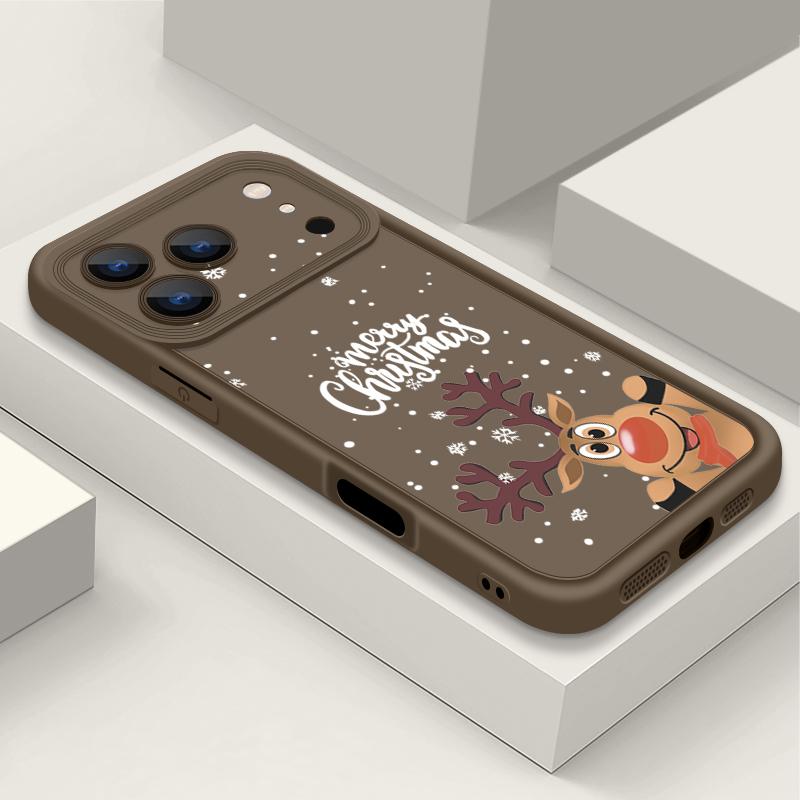 Cute Christmas Elk Pattern Case For iPhone 17 Air 16e 16 15 14 Pro Max 13 17 Pro Max 17 Pro 17 Shockproof Soft TPU Silicone Phone Cover Funda