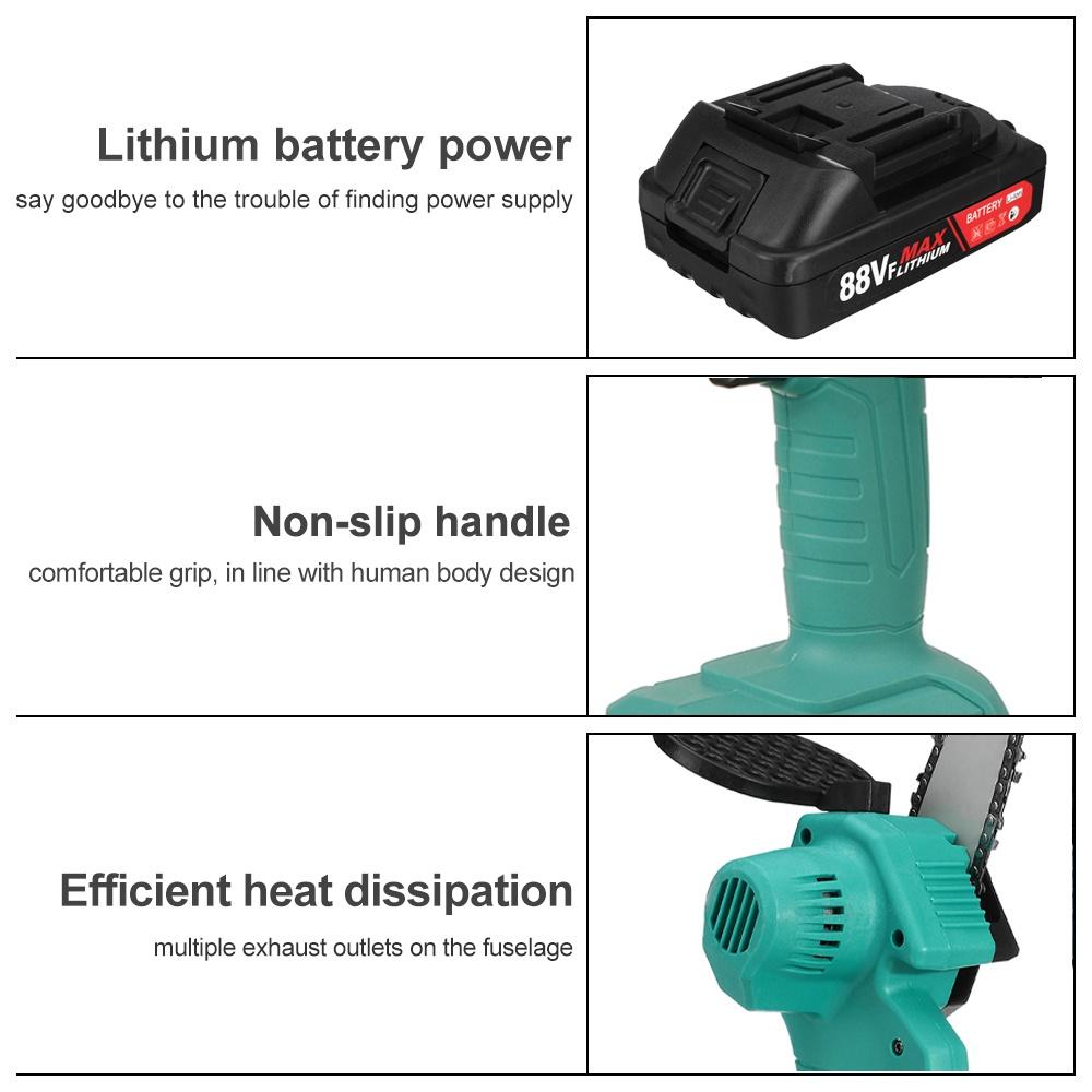 1200W 6 Inch Electric Chain Saw With 2 Battery Pruning ChainSaw Cordless Garden Logging Saw Woodworking Cutter Power Tool