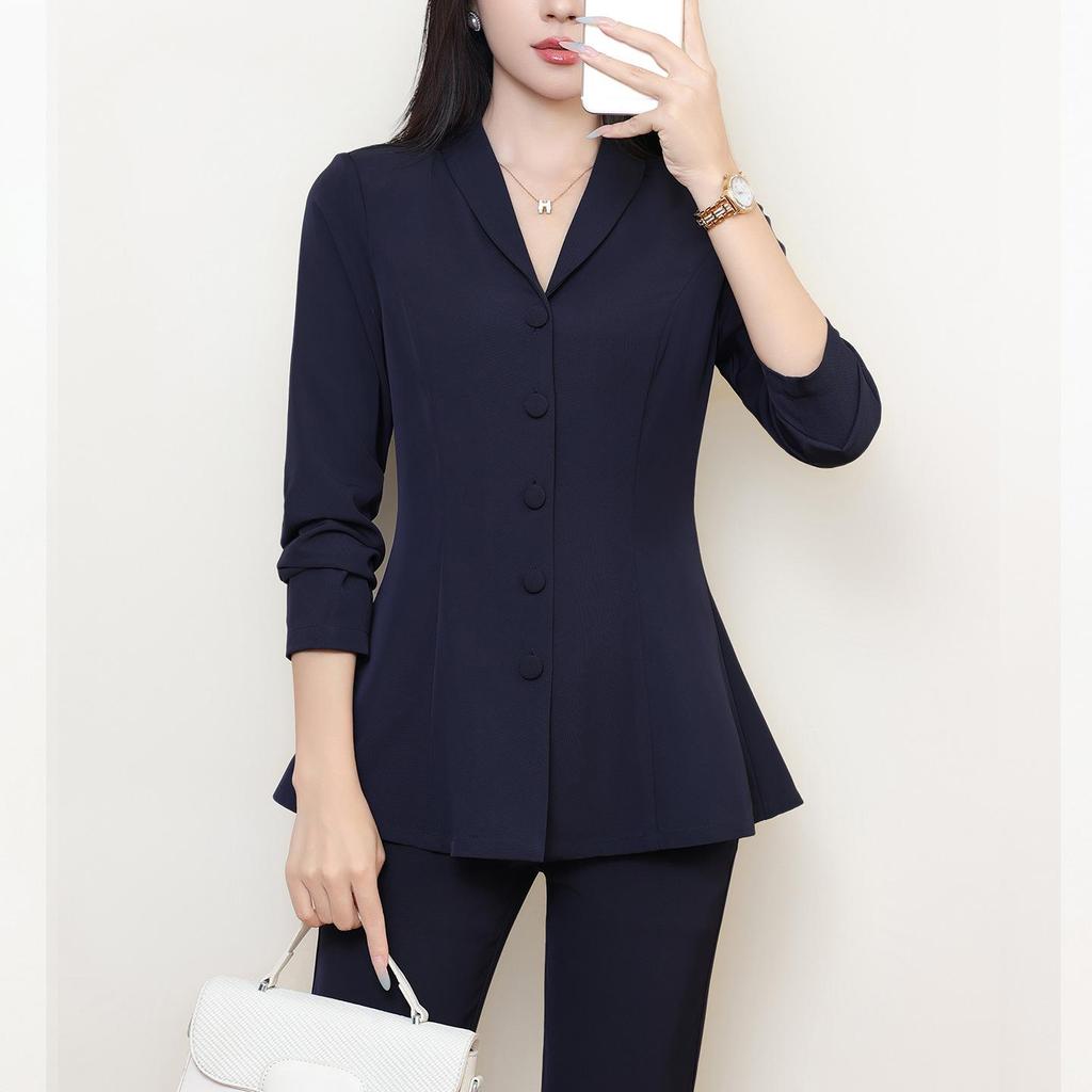 1210 High-End Women's Plus Size Slimming Suit – Long-Sleeved Top for Spring/Autumn