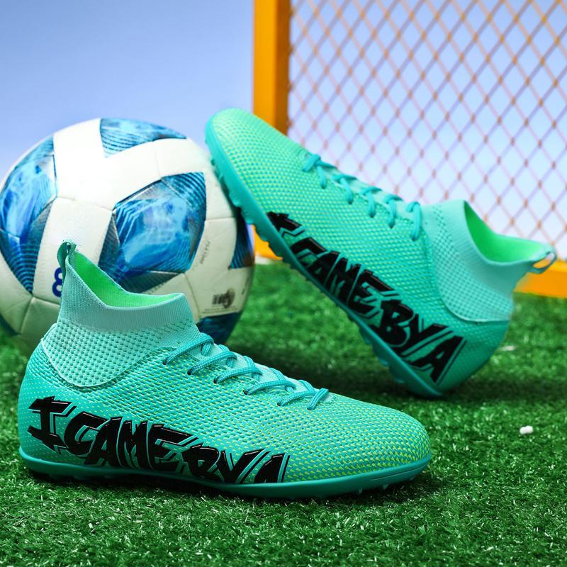Football Shoes 31-48 Men's High-top Football Shoes Rubber Short Nail Youth Sneakers Football Training Shoe Art Makeup Lawn Children Football Boots