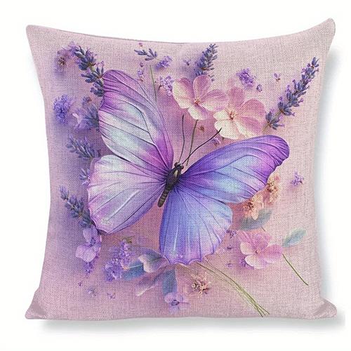 Lavender Butterfly Decorative Pillowcase, Ultra-soft Polyester Material Living Room Sofa Backrest Car Pillowcase Home Decoration