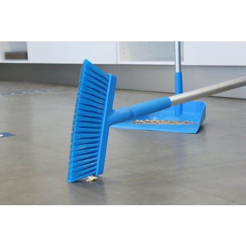 Vikan Floor Broom 3103 White, HACCP Certified, Kyowa Clean, Broom with Scraper, Ergonomic Design, Colorful, Chemical Resistant, Heavy-Duty