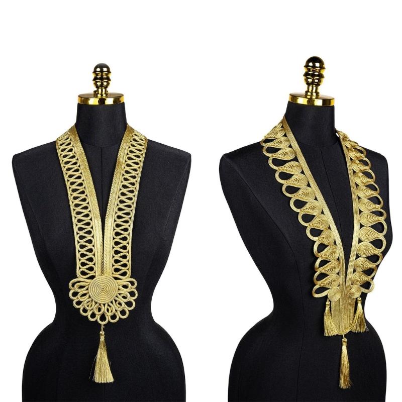 Gold Thread Collar Trim Sewing Applique For Handmade Suits And Dance Costume Clothing Embellishment Sewing Accessories