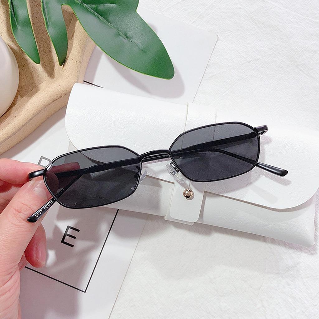 Vintage Retro Small Polygonal Sunglasses Lightweight Rectangle Metal Alloy Frame UV400 Protection Unisex Eyewear for Outdoor