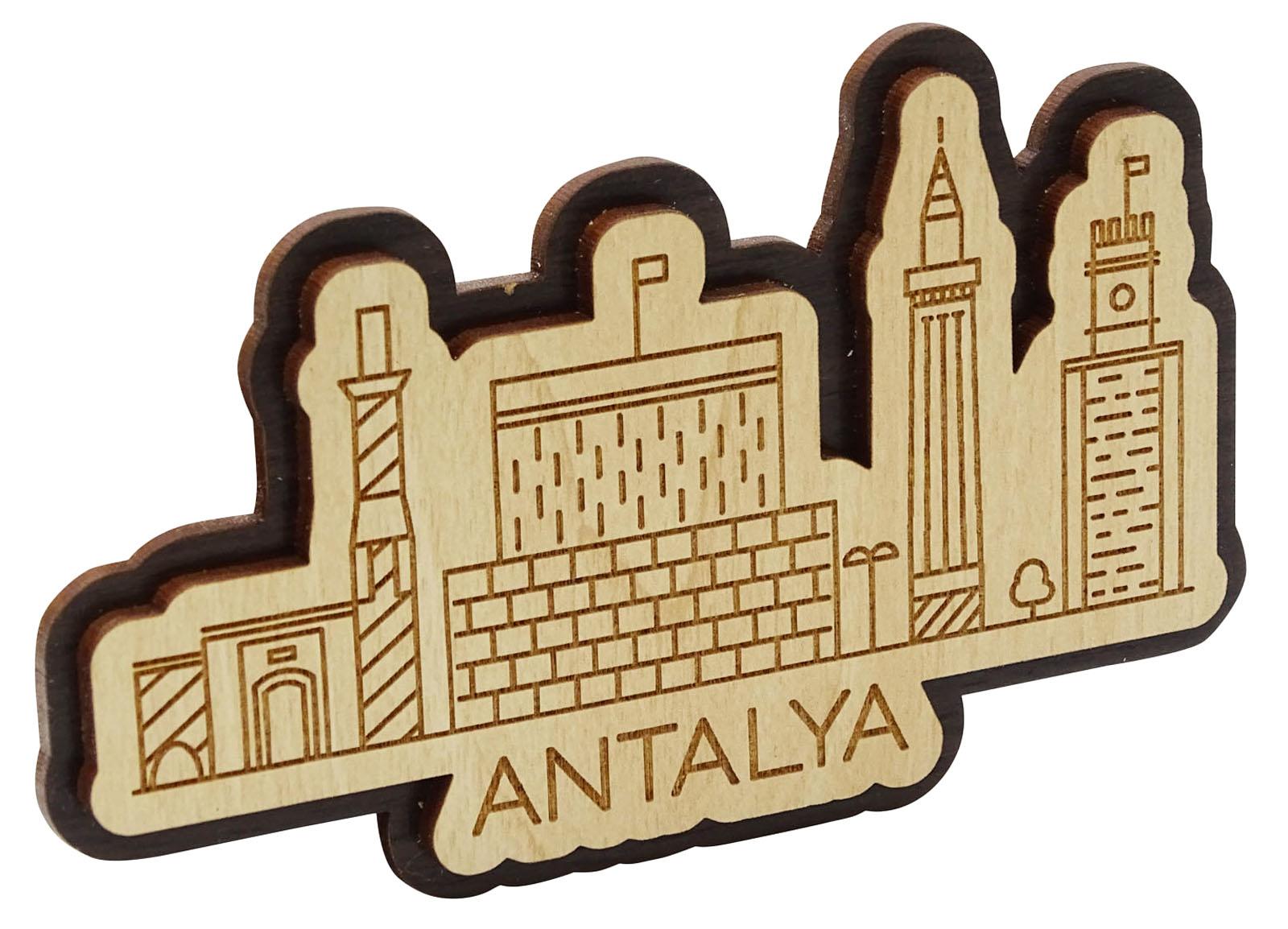 

Printtoo Souvenir Engraved Maiden s Tower Turkey Wooden Fridge Magnet Gift 2.5 x 4 Inches коричневий