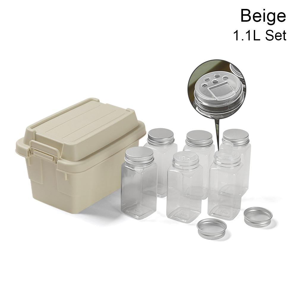 1Set Seasoning Dispenser Bottle Outdoor Storage Box Picnic BBQ Portable Sundries Box Plastic Jar Spice Storage Bag