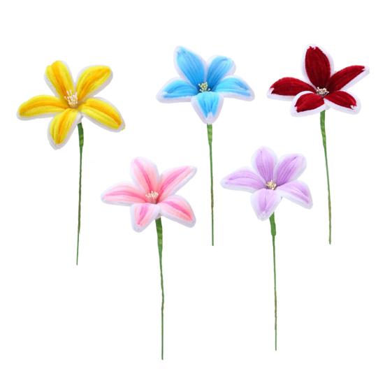 Finished Pipe Cleaner Flower Handmade Long Stem Lily Flower Craft Preserved Fake Flowers Gift for Anniversary Birthday Mother's Day