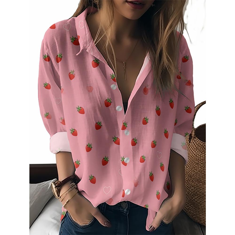 Sommer Minimalistisches Hemd mit Digitalem Blumenprint Knopfleistenhemd Oberteil für Damen Hawaiianischer Strandurlaub Lässiges Hemd
