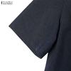 ZANZEA Vestido casual de manga corta de color sólido con cuello redondo para mujer