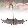 Mangiatoia per Uccelli a Forma di Ombrello, Vasca per Uccelli in Metallo per Decorazione Giardino, Facile da Pulire, Protezione dalle Intemperie, Materiale in Ferro