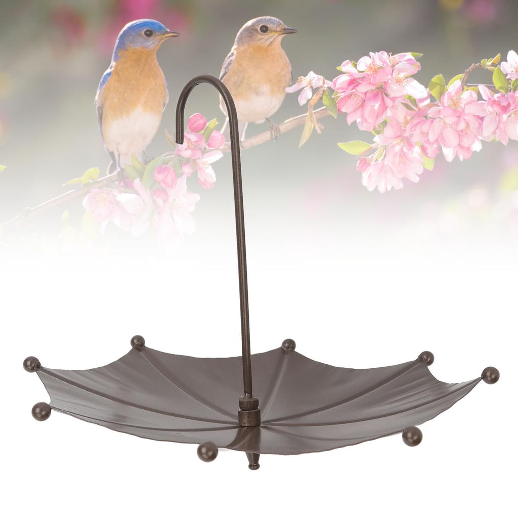 Mangiatoia per Uccelli a Forma di Ombrello, Vasca per Uccelli in Metallo per Decorazione Giardino, Facile da Pulire, Protezione dalle Intemperie, Materiale in Ferro