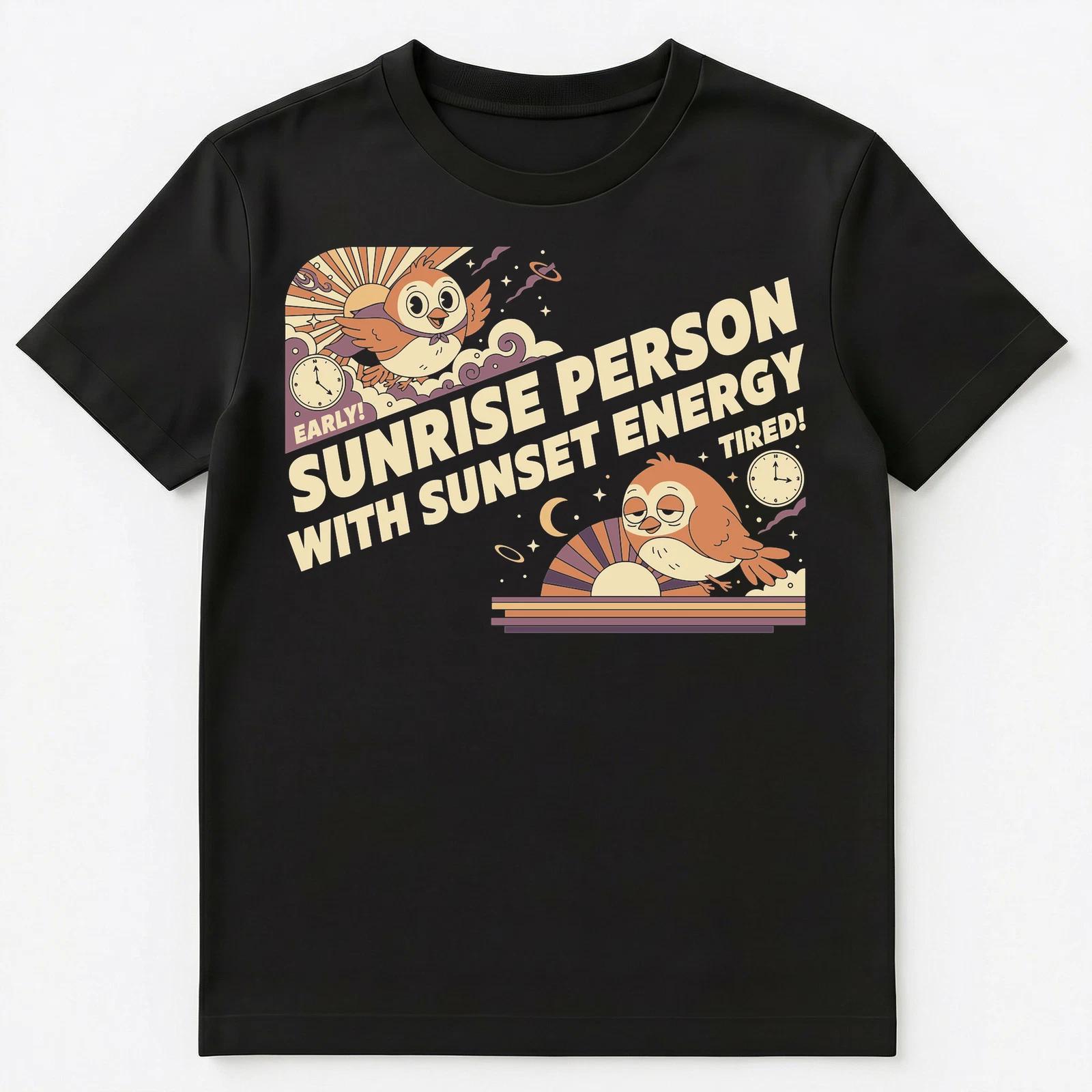 Sunrise Person Sunset Energy Animal Cartoon Unisex T-Shirt M