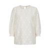 JZ Annakol French Style Metallic Floral Nine-Quarter Sleeve Top