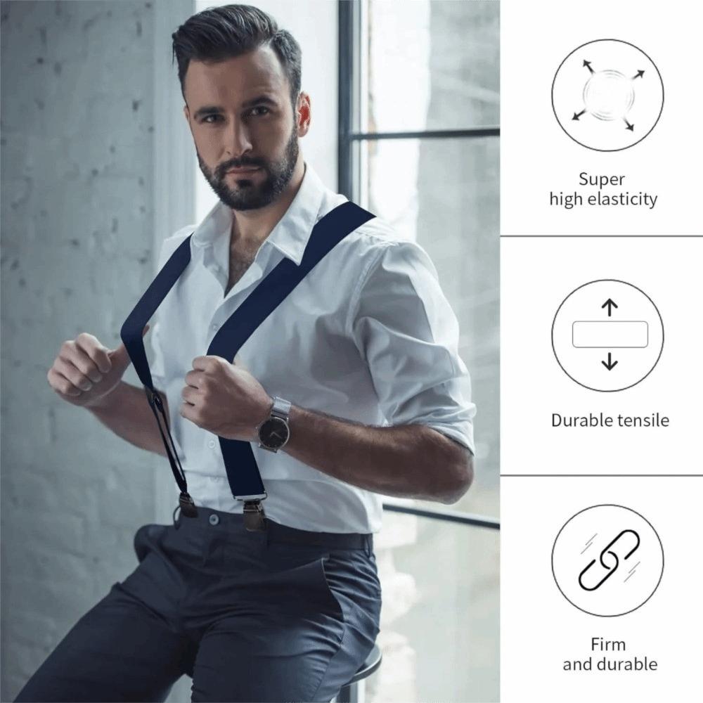 5cm Wide X-Type Suspenders Solid Color Elastic Pants Braces Simple Adjustable Suspenders Business