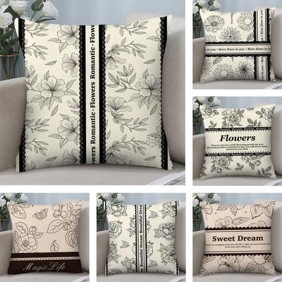Schöne Retro-Blumen Kissenbezug Weicher Plüschstoff Doppelseitig Bedruckter Sofakissenbezug für Alle Jahreszeiten Heimdekoration Geschenk
