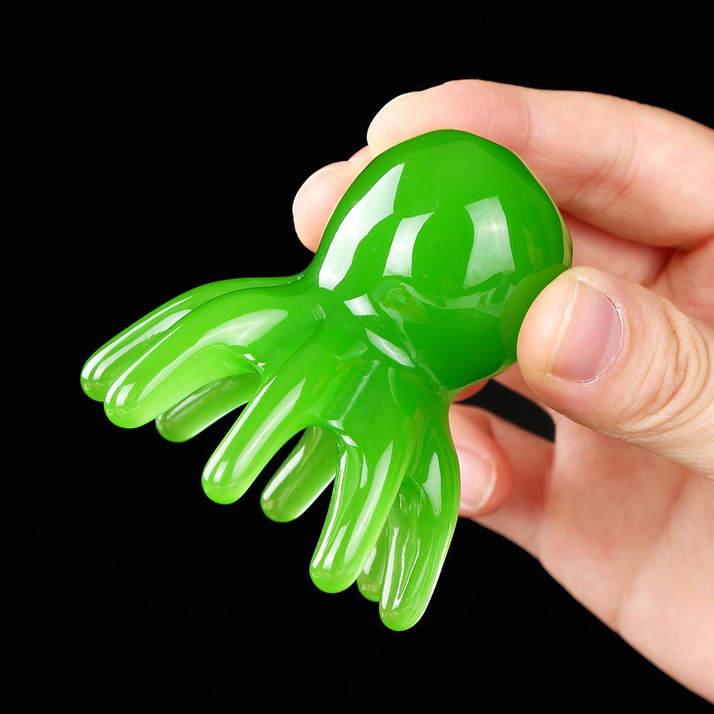 Pink Octopus Portable Scalp Massager Comb with Wide-Tooth Gua Sha Design