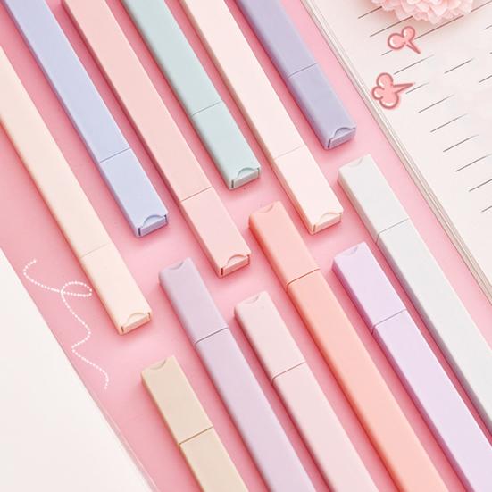 Yousheng 6Pcs Pastel Highlighter Pen Set for Students Large Capacity Eye-Care Markers for Journaling Notes Quick-Dry Dual-Tip Highlighters Cute School