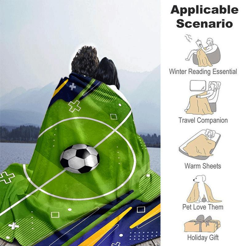 1pc Football Printing Lightweight Flannel Blanket, Comfortable and Warm Blanket, for Camping Sofa Bed and Couch Office, Gift