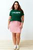 Women's Fashion Plus Size T-Shirt Crew Neck Short Orange Slit and Ruffle Detailed Boyfriend Knitted T-shirt