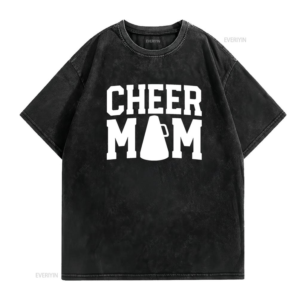 Cheer Mom T Shirt For Women Cheerleader s Mother vintage Washed Comfortable designer clothes Soft Casual homme graphic