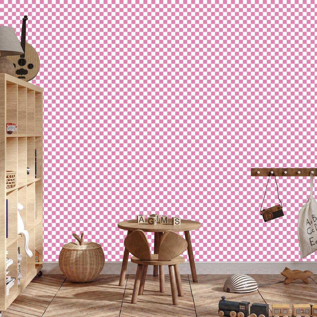 Powder Pink Checkerboard Wallpaper, Subtle Detail 50x1000