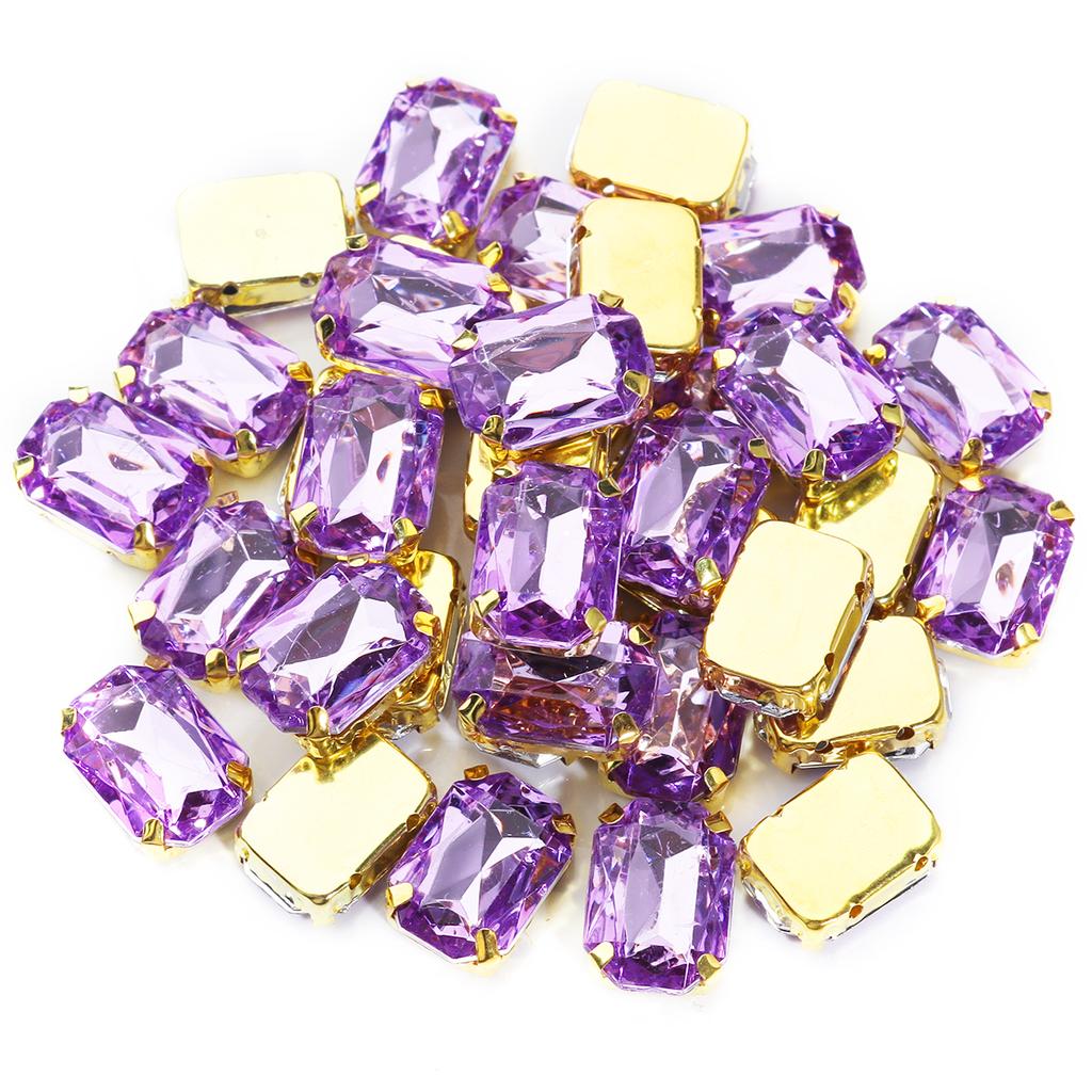 30pcs/lot Square Acrylic Rhinestone Beads Stainless Steel Gold Bottom Sew On Rhinestones For DIY Clothing Headwear Jewelry Decor
