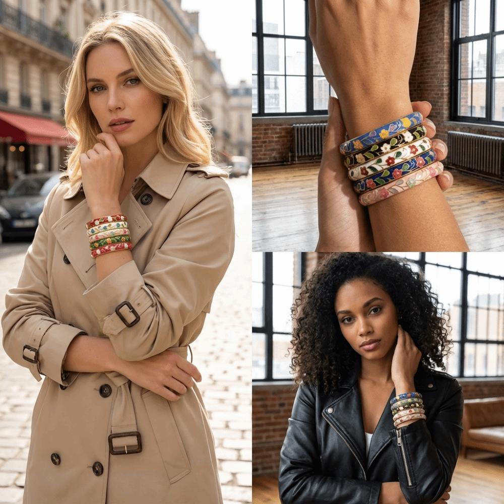 Zinc Zinc Zinc Alloy Enamel Bracelet Floral Motifs Flower Texture Bracelet Dropped Glaze Bracelet  African