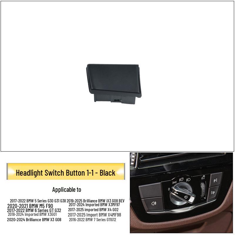 BMW 5 & 6 Series GT Headlight Switch Panel & Knob Cover for 525i G30
