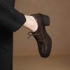 Krazing Pot Sheepskin Autumn Winter Shoes Lace Up Chunky Heels Oxford Shoes Size 43 Round Toe Deep Mouth Pumps