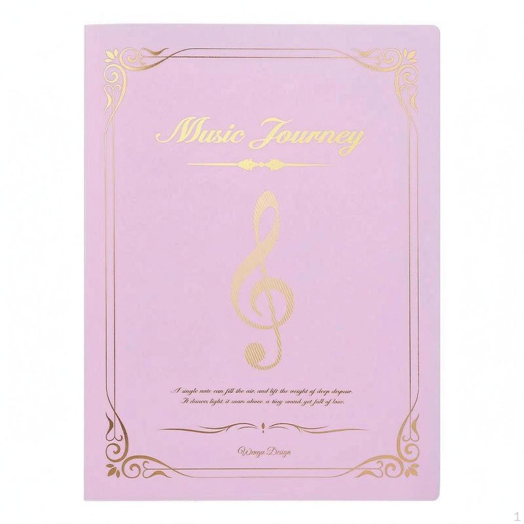 A4 Music Score Folder Hard Cover Sheet Binder G Clef Transparent Sleeve 20