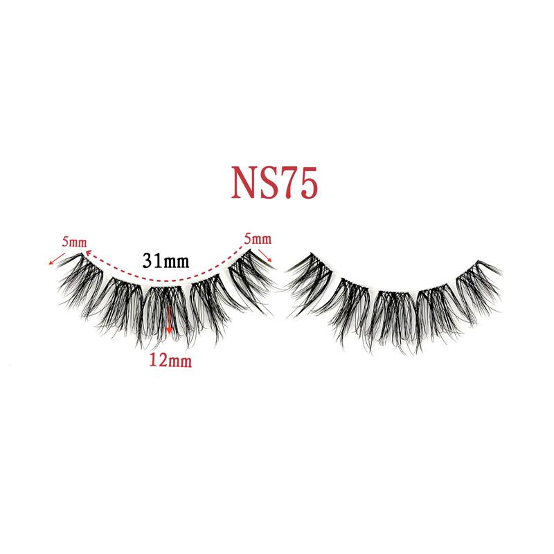 2026Vegan Clear Band Comfort Super Thin Strip Handmade Eyelash Strips Wispy Cruelty Free Synthetic 3D Natural Cat Eye Lashes