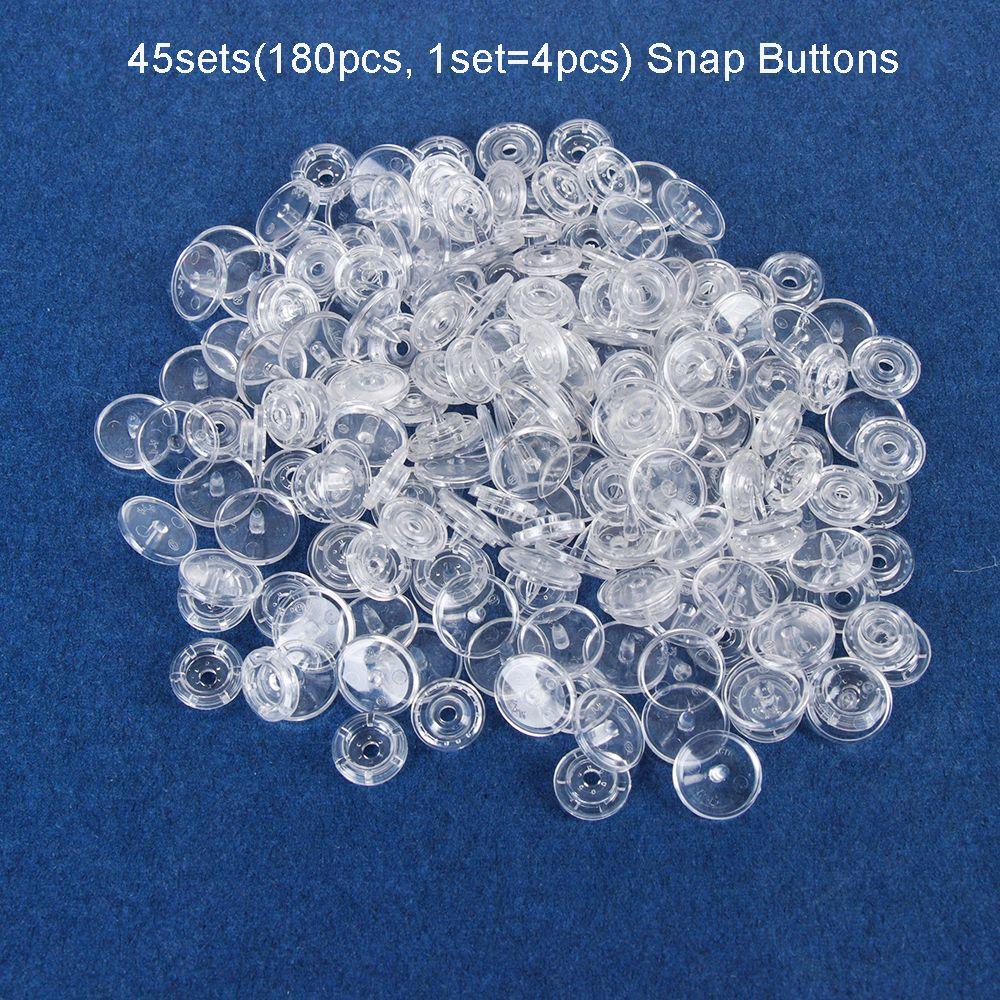 

45sets(180pcs) Clothes Shirts Scrapbooking Stud Fasteners transparent Press Button Snap Buttons прозорий