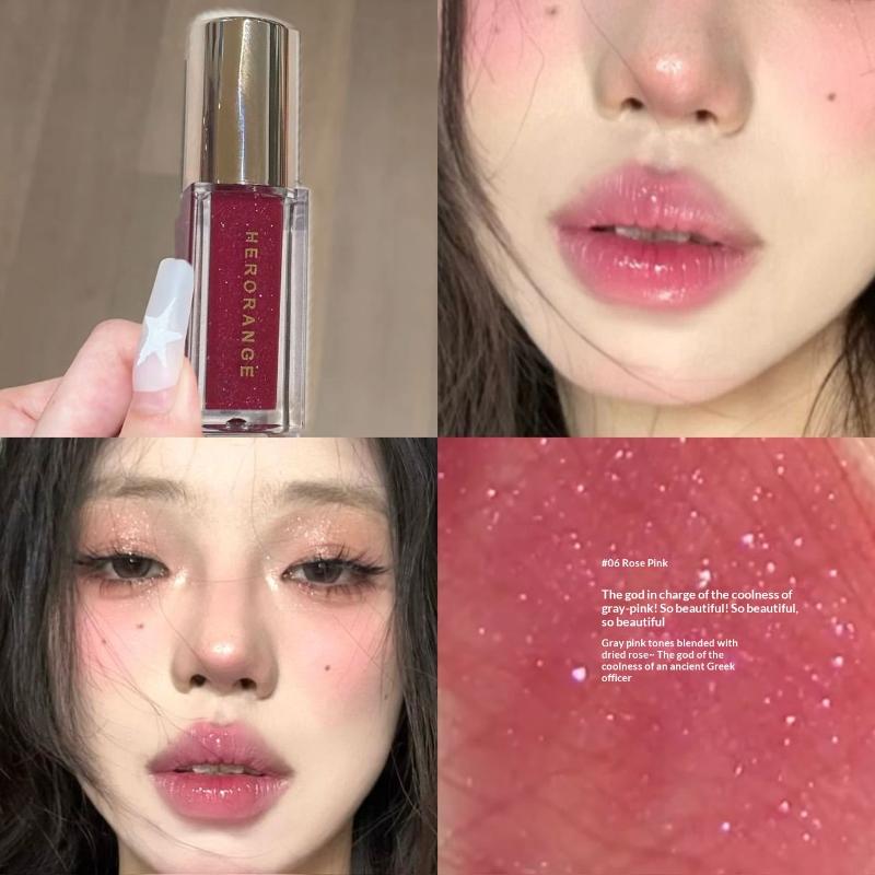 Herorange Klare Wässrige Lipglosse Funkelnder Spiegel Lipgloss Feiner Schimmer Für Volle Saftige Lippen Wässriger Glanz Feuchtigkeitsspendende Lippen