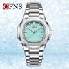 OFNS Luminous Waterproof Quartz Watch – Parrot Shell Stripe, Unisex Wristwatch with Calendar