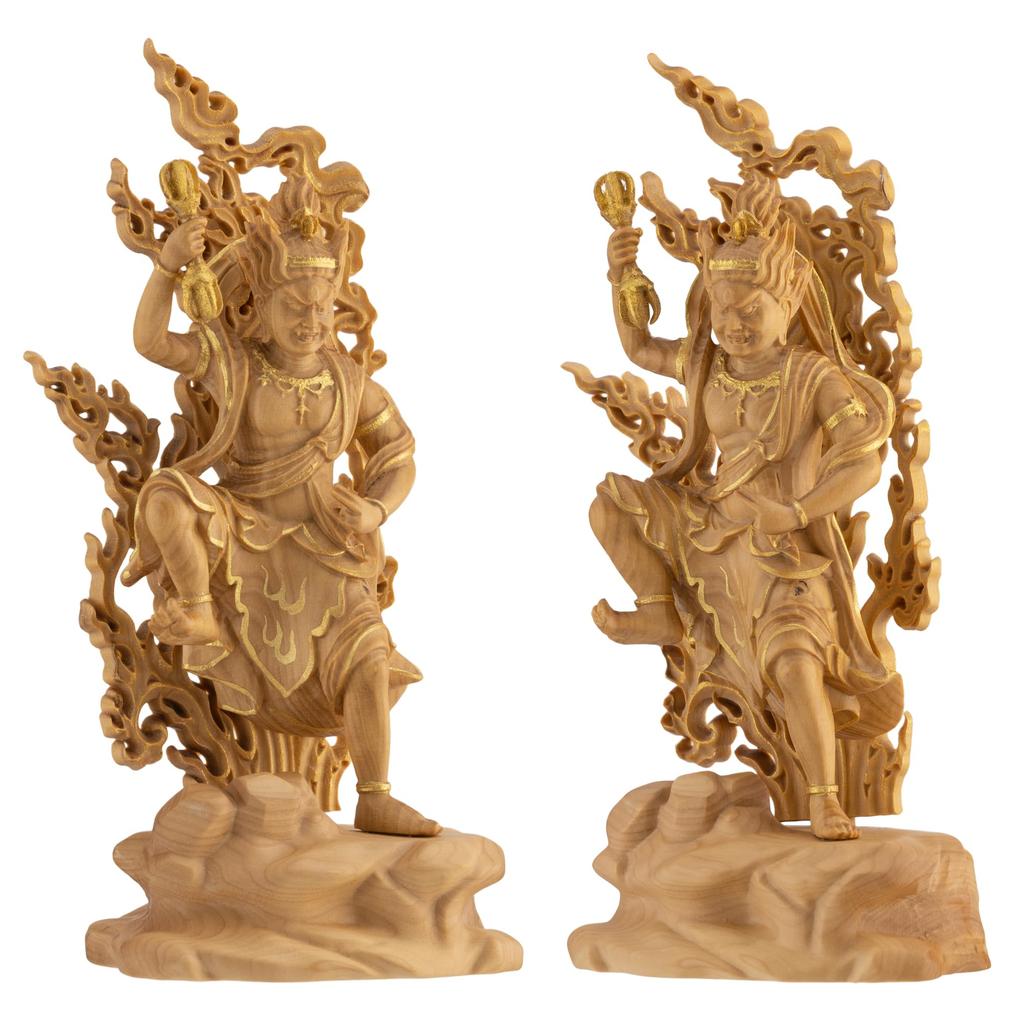 Tiny Buddha Zao Gongen 12cm gold paint Buddha wood ornament Zao Gongen (wood boxwood, finish) - statue, figure, carving, (GSB