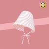  Pastoral Style Floral Bucket Hats French Striped Lace Up Wide-Brimmed Sun Hat
