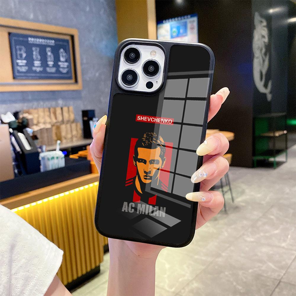 Creative football star glass Apple 15 mobile phone case AC Milan Shevchenko iPhoneAIR protective case apple 17