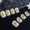 Autumn Shimmers Press on Nail 24 Pieces Maple Leaf Glitters Design ABS Material Easy Application Fake Nail Daily Wear