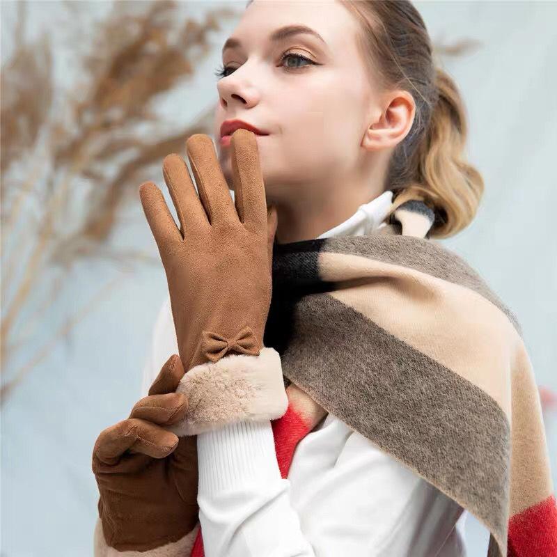 Warm Gloves Women's Winter Velvet Thickened Outdoor Cycling Fingers