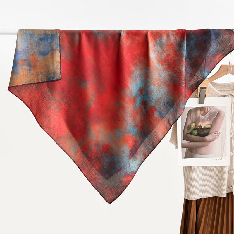 Polka dot double-sided heterochrome ethnic style retro 91 velvet large square scarf silk scarf women's spring and autumn warm shawl scarf scarf