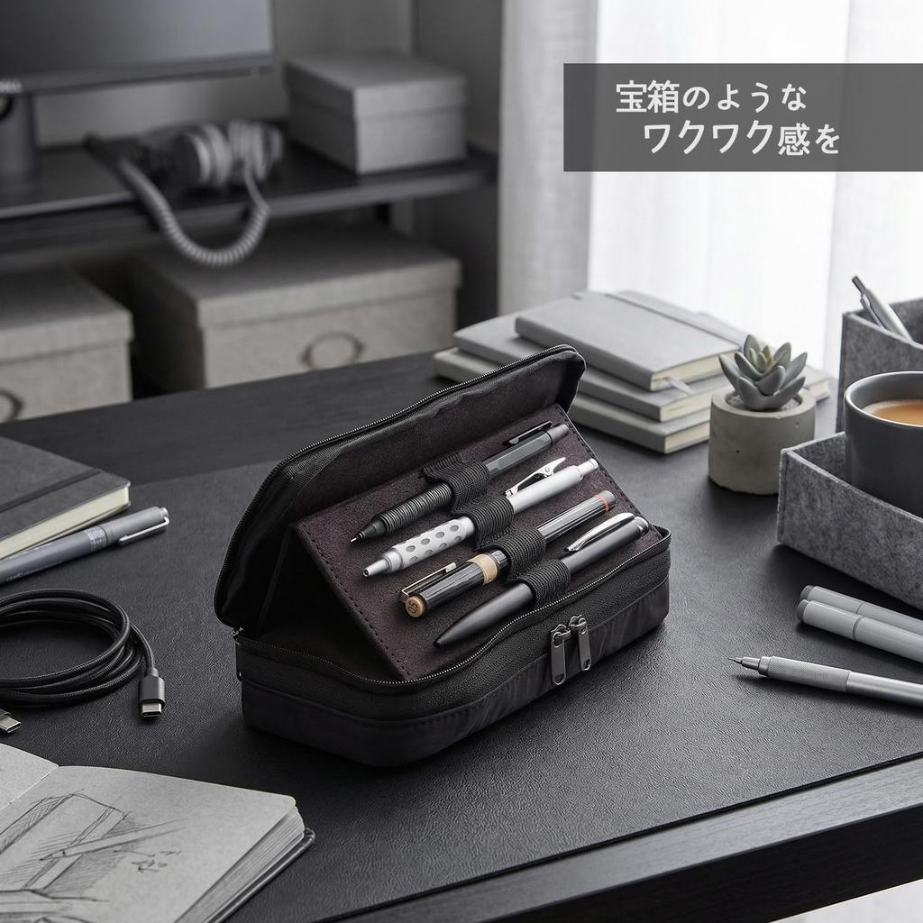 Plus Pen Case Pouch FABFAB Double Room Type Black FL-243CA 98-937