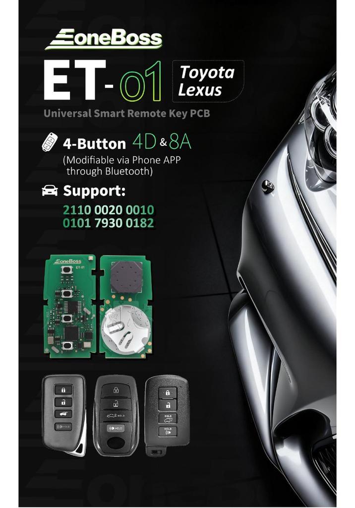 ET-01 Smart Card EoneBoss for Toyota Hilux, Corolla, Camry, Crown 4D/8A