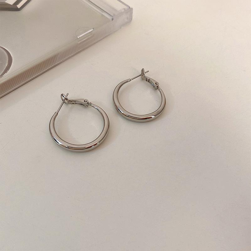 Silver Needle Geometric Metal Earrings: Elegant, Fashionable, High-End Design Stud Jewelry.