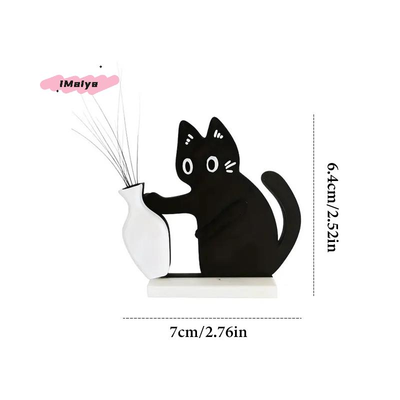 M-Black Cat Pushing Vase Decor Cat Whisker Collection & Memorial Box Fridge Magnet Home Office Decor Perfect Gift For Cat Lovers