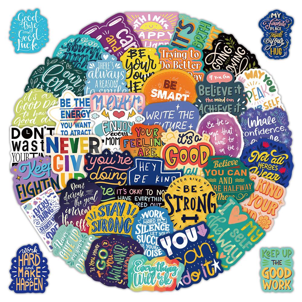 52Pcs Inspirational English Quote Stickers Motivational Decor Decals For Handbooks Laptop Skins Phone Cases Sticker Story Store