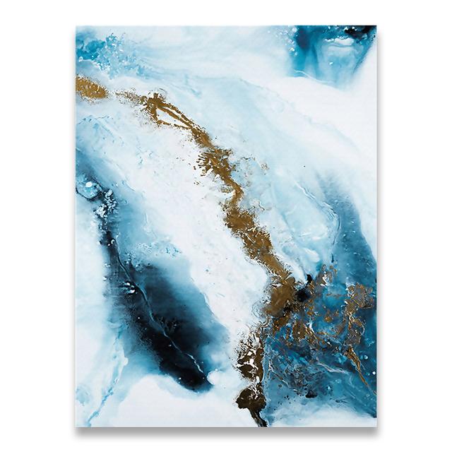 Ocean Blue Abstract Wall Art Picture Canvas Painting Poster Print Decor Wall Art Pictures Living Room Decoration Frameless