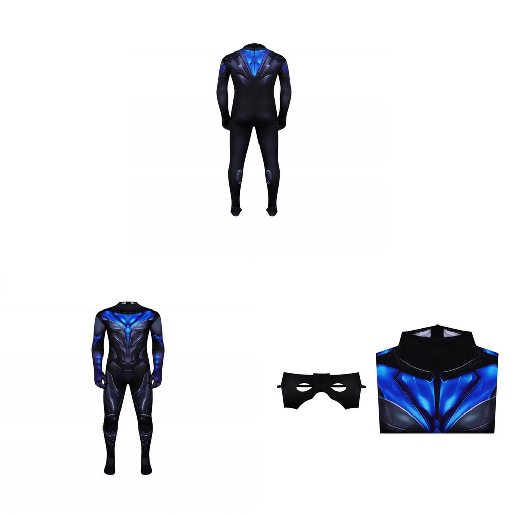Costume Cosplay di Nightwing dei Titani in Tessuto Misto Cotone per Role Play Anime