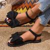 2025 large size women's shoes flat sandals women's summer wear casual soft-soled bow beach sandals