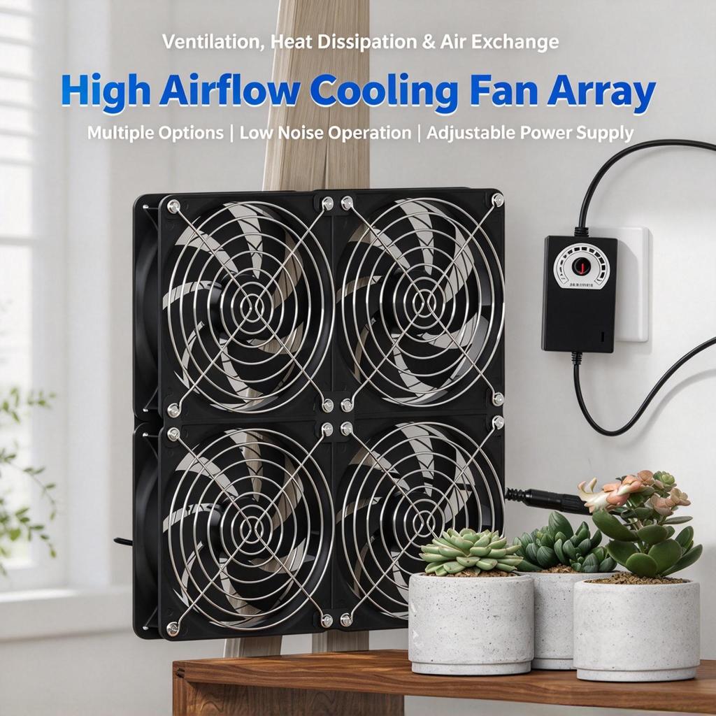 12CM 2800 U/Min Einstellbare Geschwindigkeit DC-Kühlventilator, Leiser Abluftventilator für Server, Router, Laptop & Sukkulentenkühlung
